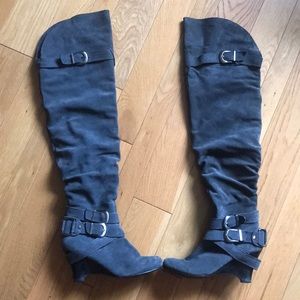 Over the Knee Gray Boots